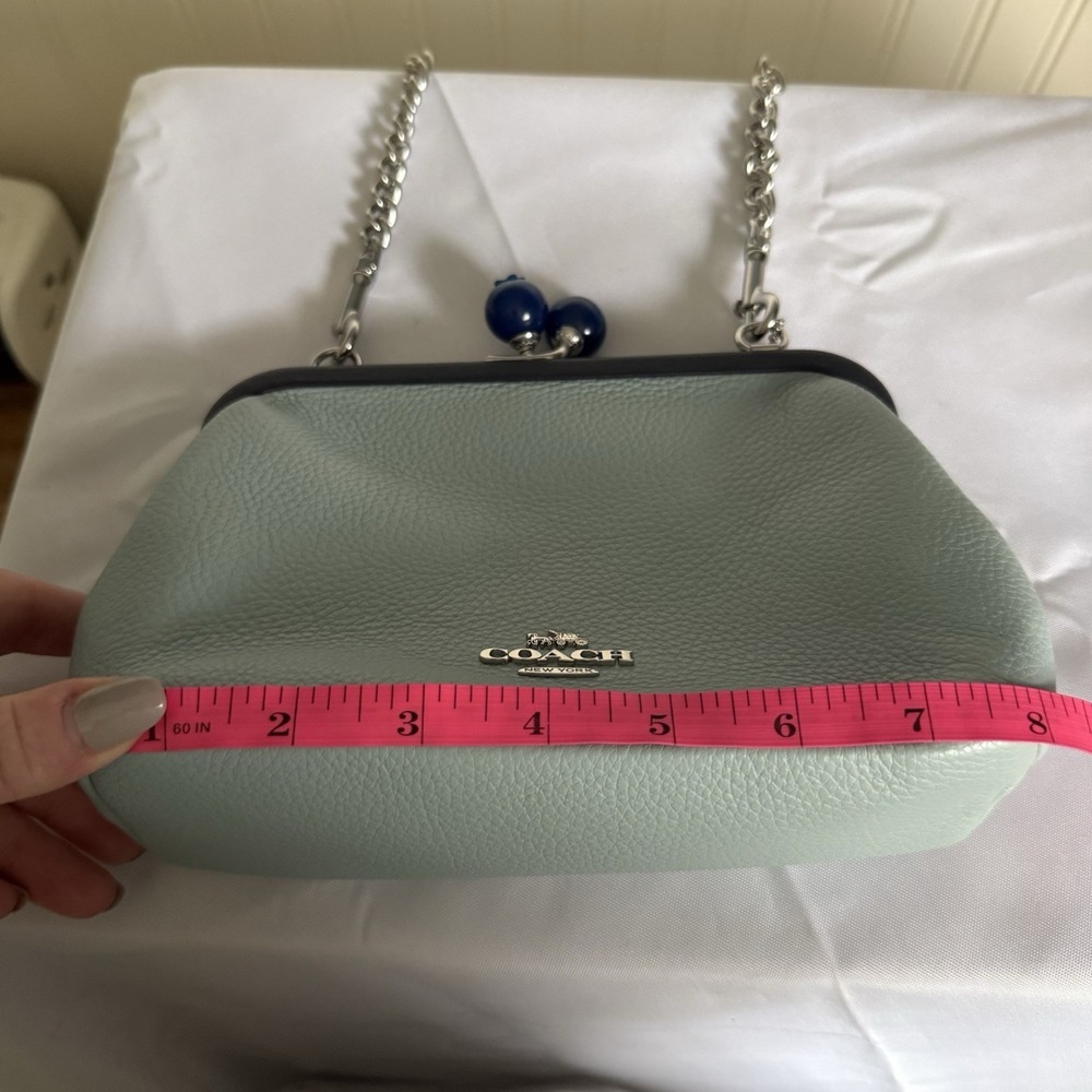Coach Nora Kisslock Crossbody Clutch Bag Blueberry Light Blue Midnight Navy - Picture 13 of 15